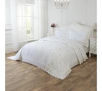 Rapport Home White Embroidered Bedspread with Pillow Shams - 254x254cm