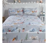 Rapport Home Winter Town Polycotton Duvet Cover Set With Pillowcase in Silver | Size: Double Rapport Home Silver Double