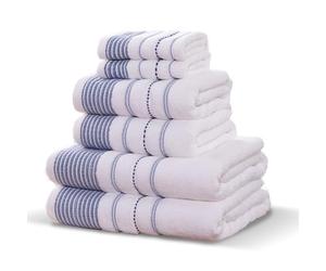 Rapport HomeDakota Stripe 6-Piece Towel Bale | Luxurious 100% Cotton 500gsm Bathroom Set, Bale Blue