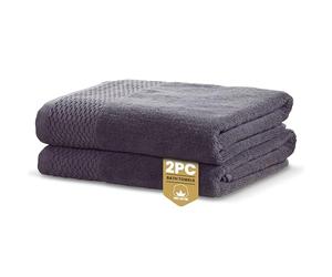 Rapport HomeEden Weave Bath Towels 2-Pack | Steel Grey, 70x120cm | 100% Cotton 500gsm | Oeko-Tex Made in Green & BCI Certified