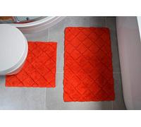 Rapport Home Bath & Pedestal Mat Set Kyra 2-Piece Cotton 76x46 / 46x45 cm Red