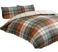 Rapport Lomond Check 100 Percent Brushed Cotton Duvet Set, Terracotta, Single
