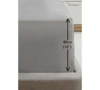 Rapport Home King Size Fitted Sheet Extra Deep 40cm Depth Grey Soft Easy Care Non-Iron Percale Bed Sheet - 16 inch Pocket