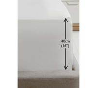 Rapport Home King Size Fitted Sheet Extra Deep 40cm Depth White Soft Easy Care Non-Iron Percale Bed Sheet - 16 inch Pocket