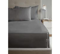 Rapport Luxury Super Soft Percale Plain 16" Deep Fitted Sheet Single Charcoal Fitted Sheet