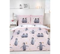 Rapport Reversible Penguin Duvet Cover Set in Pink | Size: Double Rapport Pink Double