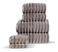 Rapport Ribbed 6 Piece 100% Cotton Towel Set, Charcoal, Bale