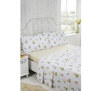 Rapport Rosebud 100% Brushed Sheet Set, Cotton, Lemon, King