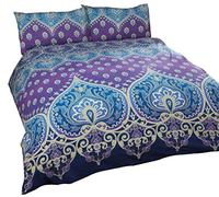 Rapport Saphire Indian Design Duvet Quilt Cover and 2 Pillowcase Bed Set, Polyester-Cotton, Sapphire, King, 12398149, Purple