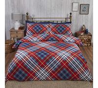 Rapport Home Tartan BC Duvet Cover Set with Pillowcase in Red | Size: Super King Rapport Home Red Super King