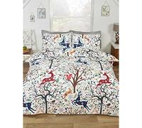 Rapport Tatton King Size Duvet Cover Reversible Bed Set Winter Festive Multi, Cotton, 124025830