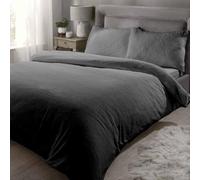Rapport Teddy Bear Luxurious Super Soft Warm Duvet Quilt Duvet Cover Bed Set, Charcoal, Double