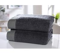 Rapport Tidal 2 Piece Bath Sheet Set - Charcoal