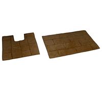 Rapport Tile Bath and Pedestal Mat Set, Cotton, Chocolate,80 x 50 x 2 cm