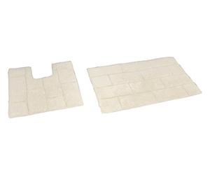 Rapport Tile Bath and Pedestal Mat Set, Cotton, Cream