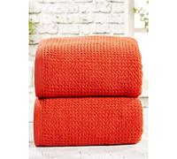 Rapport Two Piece Waffle Towel Bale Set 480gsm, Cotton, Chilli Orange Red, 2