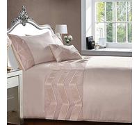 Rapport Valencia Blush Zig-Zag Banded King Size Duvet Cover Set,Pink