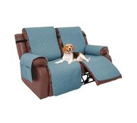 RAPRAP 100% Waterproof Recliner Sofa Covers 2 Seat, Non-Slip Two Seat Reclining Couch Covers, Washable Reclining Chair Covers with Pockets for Dog, Pets, Kids,Gray Blue,2 Seats