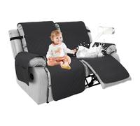 RAPRAP 100% Waterproof Recliner Sofa Covers 2 Seat, Non-Slip Two Seat Reclining Couch Covers, Washable Recliner Chair Covers with Pockets for Dog, Pets, Kids,Black,2 Seats