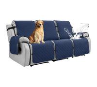 RAPRAP 100% Waterproof Recliner Sofa Covers 3 Seat, Non-Slip Three Seater Recliner Chair Covers with Pocket, Washable Reclining Couch Protector for Dogs, Pets, Kids,Navy blue,3 Seats