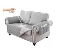 RAPRAP 100% Waterproof Sofa Cover with Side Pockets, 2 Seater Sofa Protector for Children Pets Dog, Durable Non-Slip Two Seater Couch Covers, Washable,2 Seater