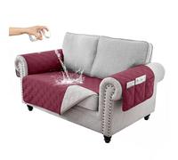 RAPRAP 100% Waterproof Sofa Cover with Side Pockets, 2 Seater Sofa Protector for Children Pets Dog, Durable Non-Slip Two Seater Couch Covers, Washable, Red,2 Seater