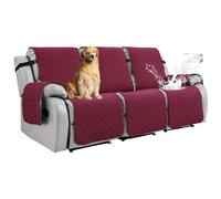 RAPRAP Recliner Sofa Cover 3 Seat, 100% Waterproof Non-Slip Three Seater Recliner Chair Covers with Pocket, Washable Reclining Couch Protector for Dogs, Pets,Red,3 Seats