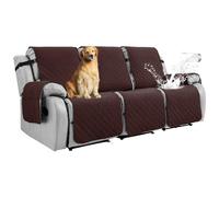 RAPRAP Recliner Sofa Cover 3 Seat, 100% Waterproof Non-Slip Three Seater Recliner Chair Covers with Pocket, Washable Reclining Couch Protector for Dogs, Pets,Brown,3 Seats
