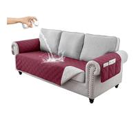 RAPRAP Sofa Cover 3 Seater 100% Waterproof Sofa Protector with Side Pockets for Kids, Pets, Dogs, Durable Non-Slip Three Seater Couch Covers, Washable,Red,3 Seater