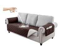 RAPRAP Sofa Cover 3 Seater 100% Waterproof Sofa Protector with Side Pockets for Kids, Pets, Dogs, Durable Non-Slip Three Seater Couch Covers, Washable,Chocolate,3 Seater