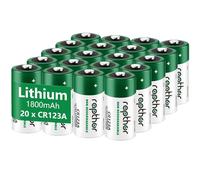 Rapthor 1800mAh CR123A 3V Lithium Batteries CR123 123A CR17345 Non-rechargeable Battery for Flashlights Smoke Detector Alarm System (Pack of 20)