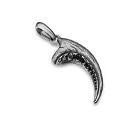 Raptor Claw Amulet In Sterling Silver With Black Diamonds, 36.2mm