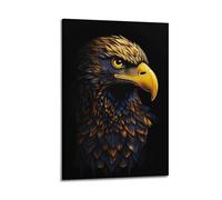Raptor Poster Eagle Head Close-Up Metallic Feathers Intense Gaze Decorative Canvas Family Bedroom Artwork Picture Painting 08x12inch(20x30cm)