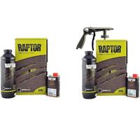 Raptor U-Pol BLACK 2 Bottle + Gun Kit 2K Tough Coating Liner Protective Barrier 2 Bottle kit is ideal for smaller applications/touch-ups Supplied with FMT626 Pneumatic Gun