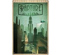 Rapture Art-Deco Travel Poster Photographic Print 8 x 12 Inch Funny Metal Tin Sign Game Room Man Cave Wall Decor