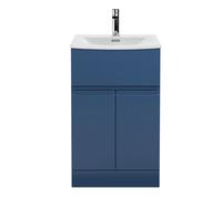 Balterley Floor Standing Vanity Unit with Mid-Edge Ceramic Basin, 500mm - Satin Blue Balterley Blue