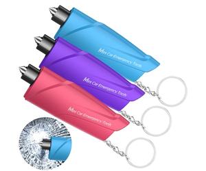 RAPUDA Window Breaker Seatbelt Cutter,3-in-1 Mini Glass Breaker, 3 Pack Car Escape Tool for Land and Underwater,Keychain Car Emergency Tool（Pink/Purple/Sky Blue）