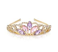 Rapunzel Tiara Girls Crown Tangled Sparkling Gold Tiara Pink Purple Rhinestone for Halloween Cosplay Bridal Wedding Prom Celebrations Birthday