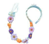 Rapunzel Wig for Kids, 27" Long Braided Wigs Headbands, Rapunzel Hair with Tiara Flowers Adorn, Tangled Wig for Girls Princess Dress up Accessories, Style 2Wig