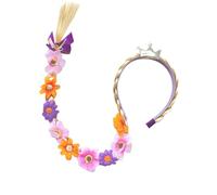 Rapunzel Wig for Kids, 27" Long Braided Wigs Headbands, Rapunzel Hair with Tiara Flowers Adorn, Tangled Wig for Girls Princess Dress up Accessories, Style 1