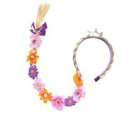 Rapunzel Wig for Kids, 27" Long Braided Wigs Headbands, Rapunzel Hair with Tiara Flowers Adorn, Tangled Wig for Girls Princess Dress up Accessories, Style 1, Braided Wigs