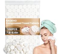 RAQEHO 100 Compressed Towel Tablets, Disposable Travel Towels Quick Dry Lightweight for Adults Camping Hiking Facial Mini Makeup Tissue Travel Hotel Supplies