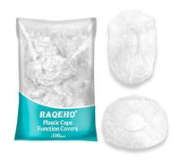 RAQEHO 100 Disposable Shower Caps Medium - Plastic Shower Cap for Children Reusable Waterproof Deep Conditioning Hair Caps for Small Head Women Men Short Hair Bath Cap Dust Covers for Shoes Travel Bag