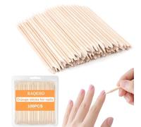 RAQEHO 100pcs Orange Sticks For Nails - 4.5" Disposable Double Sided Wooden Cuticle Pusher Nail Sticks Palitos De Naranjo Para UñAs Nail Polish Remover Manicure Pedicure Art Techs Supplies Home Salon