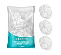 RAQEHO Disposable Shower Caps 100pcs - Large Clear Plastic Shower Cap for Women Men Long Hair Reusable Waterproof Deep Conditioning Oil Treatment Hair Cap for Sourdough Bread Hair Dye Travel Essential