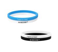RAQIFAYA 2 Sets God Is First I Am Second Bracelet Elastic Silicone Bible Verse Bracelets Inspirational Christian Wristbands for Men Women Encouragement Religious Faith Gift