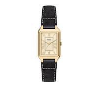 Raquel Three-Hand Date Black Leather Ladies Watch