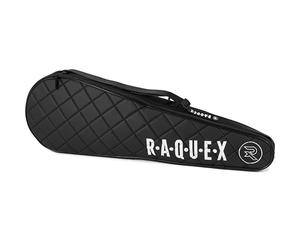 Raquex Elite Badminton & Squash Racket Cover - Bag with Carry Handle & Shoulder Strap - Holds 3 Racquets - Quilted Faux Leather Padded Racquet Protector - Sports Gift for Men & Women