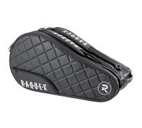 Raquex Elite Padel/Pickleball 4 Racket Bag - Blue or Black - Quilted Faux Leather Racquet Backpack for Men & Women - Thermal Lined & Padded Racquet Protector - Luxury Gift (Black)