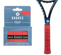 Raquex Endure Racket Overgrip Tape - 3 Pack Racquet Overgrip Tape, Durable, Dry Feel, 0.75mm Thickness - Anti Slip Over Grip for Tennis Racket, Badminton, Squash, Padel (Red)